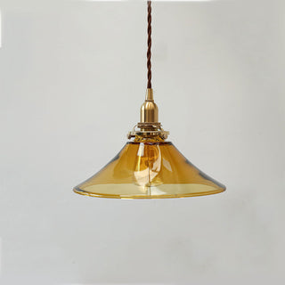 Vintage amber glass pendant with retro single-head design