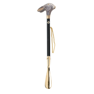 gold-plated rabbit handle 24K brass long handle handmade Italian luxury shoehorn side view