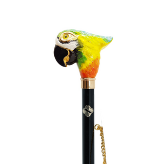gold-plated parrot handle 24K brass tongue long handle handmade Italian luxury shoehorn close-up