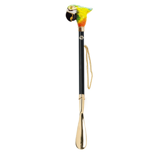 gold-plated parrot handle 24K brass tongue long handle handmade Italian luxury shoehorn side view