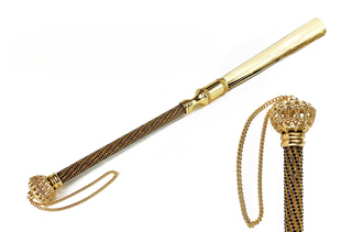 gold-plated jet crystal handle handmade Italian luxury shoehorn front view