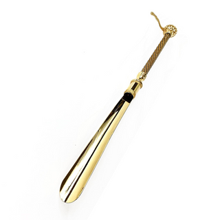 gold-plated jet crystal handle handmade Italian luxury shoehorn detail