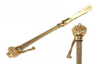 24K gold-plated Swarovski crystals handmade Italian luxury shoehorn front view