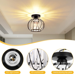 Semi-flush iron glass ceiling light – luxury hallway close-up