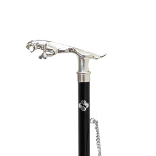 silver-plated jaguar handle 53cm long handle handcrafted Italian luxury shoehorn close-up