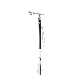 silver-plated jaguar handle 53cm long handle handcrafted Italian luxury shoehorn side view