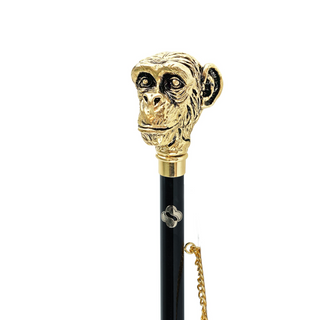 24K gold-plated monkey handle long handle handcrafted Italian luxury shoehorn close-up