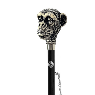 silver-plated hand-painted monkey handle 53cm brass long handle handmade Italian luxury shoehorn close-up