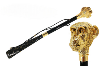 golden monkey handle handmade Italian designer luxury shoehorn front view