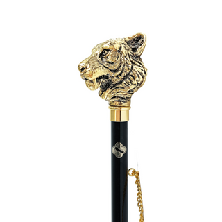 24K gold-plated tiger handle handmade Italian luxury shoehorn close-up
