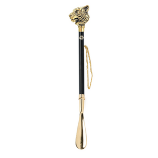 24K gold-plated tiger handle handmade Italian luxury shoehorn side view