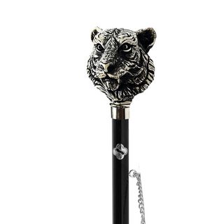 silver-plated hand painted tiger design 53cm gift box long handle handmade Italian luxury shoehorn close-up