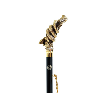24K gold-plated snake design crystal handle long handle handcrafted Italian luxury shoehorn close-up