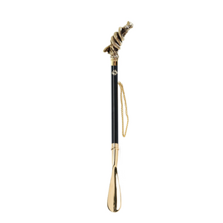 24K gold-plated snake design crystal handle long handle handcrafted Italian luxury shoehorn side view