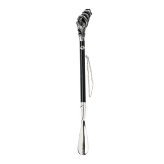 silver-plated snake design long handle handmade Italian luxury shoehorn side view