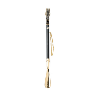 24K gold-plated dragonfly handle long handle handcrafted Italian luxury shoehorn side view