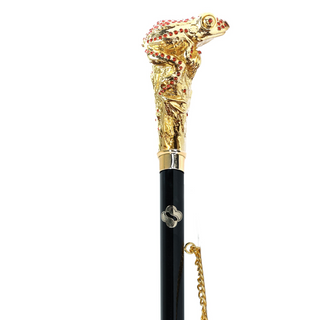 24K gold-plated frog handle Siam crystal long handle handmade Italian luxury shoehorn close-up