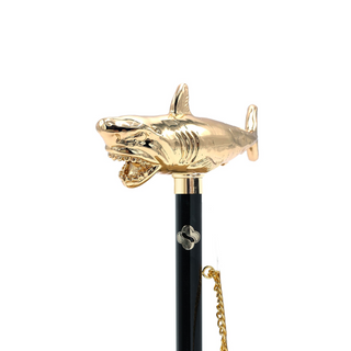 gold-plated shark handle gift box long handle handmade Italian luxury shoehorn close-up