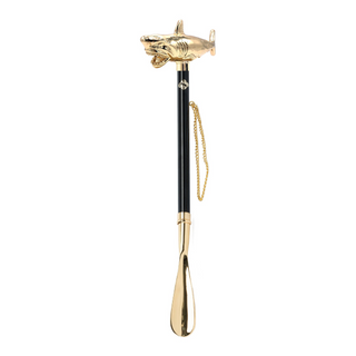 gold-plated shark handle gift box long handle handmade Italian luxury shoehorn side view