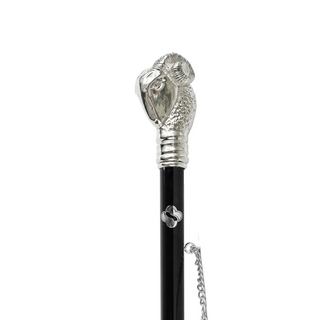 silver-plated Aries design brass handle 53cm long handle handmade Italian luxury shoehorn close-up
