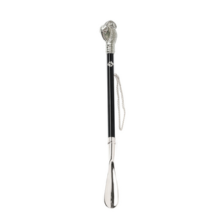 silver-plated Aries design brass handle 53cm long handle handmade Italian luxury shoehorn side view