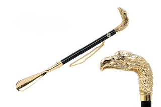 24K gold-plated long handle handcrafted Italian luxury shoehorn front view