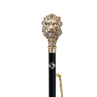 gold-plated lion handle handmade Italian luxury shoehorn close-up