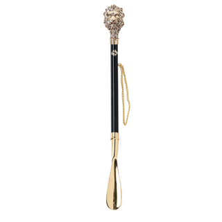 gold-plated lion handle handmade Italian luxury shoehorn side view