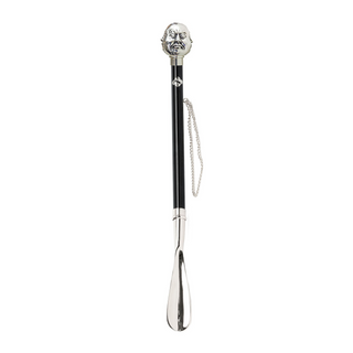 silver-plated brass long handle handcrafted Italian luxury shoehorn side view