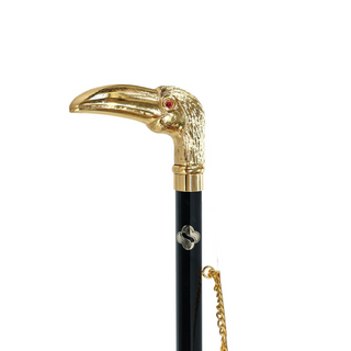 24K gold-plated hand painted toucan handle long handle handmade Italian luxury shoehorn close-up