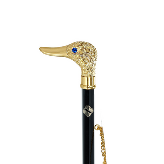 24K gold-plated duck handle long handle handcrafted Italian luxury shoehorn close-up