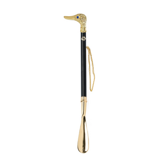 24K gold-plated duck handle long handle handcrafted Italian luxury shoehorn side view