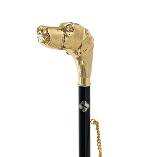 gold-plated dog head handle long handle handcrafted Italian luxury shoehorn close-up