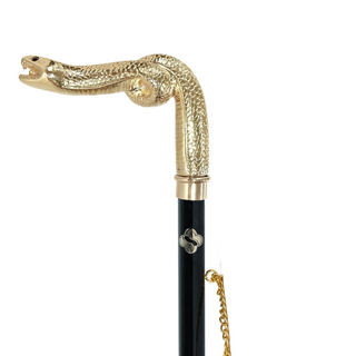gold-plated snake handle long handle handcrafted Italian luxury shoehorn close-up