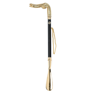 gold-plated snake handle long handle handcrafted Italian luxury shoehorn side view