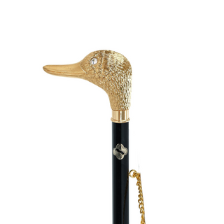 gold-plated duck handle long handle handmade Italian luxury shoehorn close-up