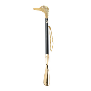 gold-plated duck handle long handle handmade Italian luxury shoehorn side view