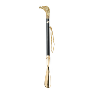 gold-plated brass grip 53cm long handle handcrafted Italian luxury shoehorn side view