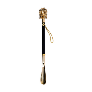 gold-plated long handle handmade Italian luxury shoehorn side view