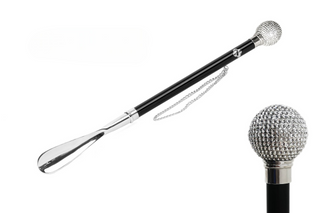 silver crystal embellished gift box handmade Italian luxury shoehorn front view