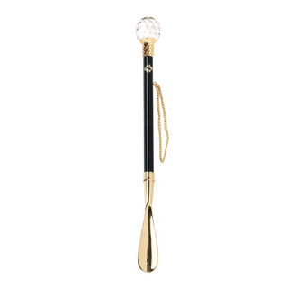 gold-plated crystal handle gift box 53cm long handle handcrafted Italian luxury shoehorn side view