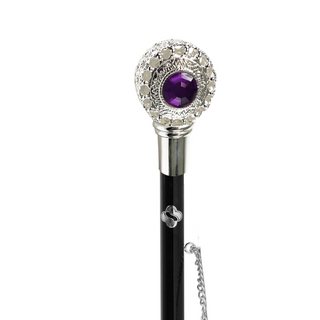925 silver-plated amethyst crystal handle handmade Italian luxury shoehorn close-up