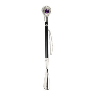925 silver-plated amethyst crystal handle handmade Italian luxury shoehorn side view