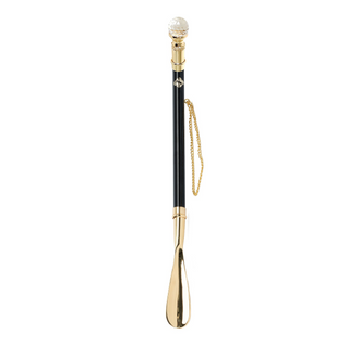 24K gold-plated crystal handle gift box long handle handcrafted Italian luxury shoehorn side view