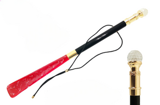 black lacquered Swarovski crystal handmade Italian elegant luxury shoehorn front view