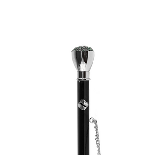 925 silver emerald encrusted knob handle handmade Italian luxury shoehorn close-up
