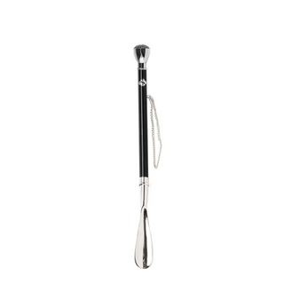 925 silver emerald encrusted knob handle handmade Italian luxury shoehorn side view