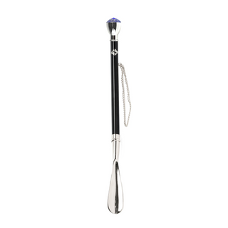 925 silver-plated sapphire crystals handle handmade Italian luxury shoehorn side view