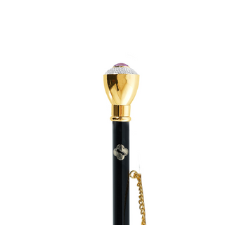 24K gold-plated crystal handle gift box long handle handmade Italian luxury shoehorn close-up
