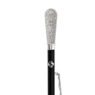 silver-plated brass 53cm gift box handmade Italian designer luxury shoehorn close-up